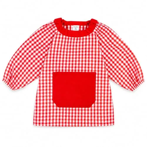 HOMYBABY® Babi Escolar Infantil Guarderia y Colegio - Bata Escolar Niño y Niña - Baby Escolar Infantil fácil de poner y quitar - Bolsillo y Puños Cerrados (Red, 4-5 años / 110 cm)