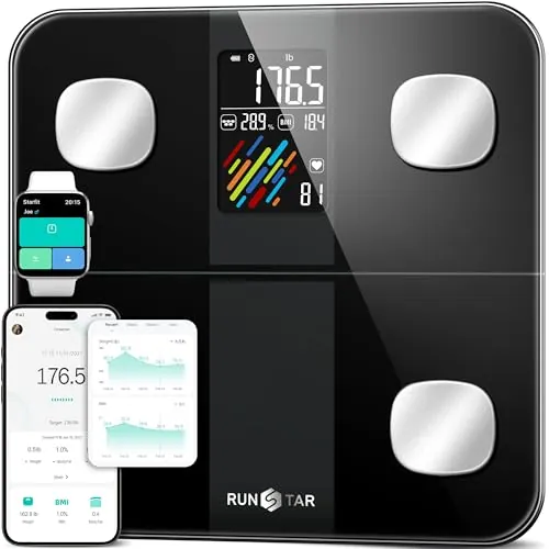 Runstar Báscula de Baño Inteligente más de 15 medidas corporales, 180kg