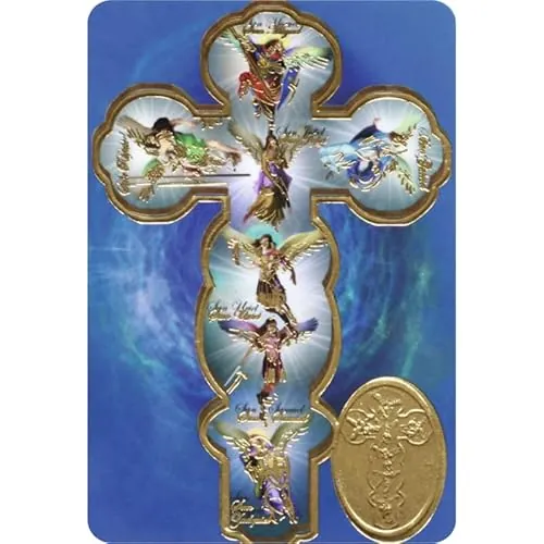 Estampa 7 ARCANGELES con Medalla, Religion/Religious Card
