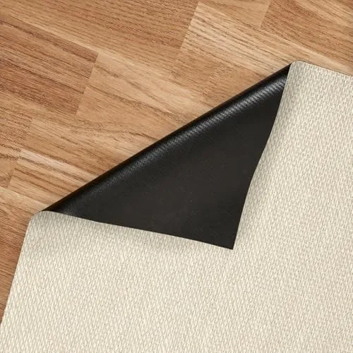 STORESBASIC Alfombra Vinilica Antideslizante, Lavable y Resistente a Manchas, Tejido Trenzado y Sin Pelo, Alfombra de Vinilo Interiores y Exteriores, Crudo 200x400