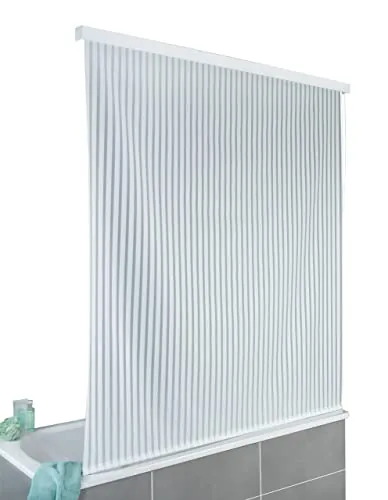 WENKO Persiana de ducha - cortina enrollable de secado rápido para ducha y bañera, impermeable y fácil de limpiar, Aluminio, 132 x 240 x 5 cm, Blanco