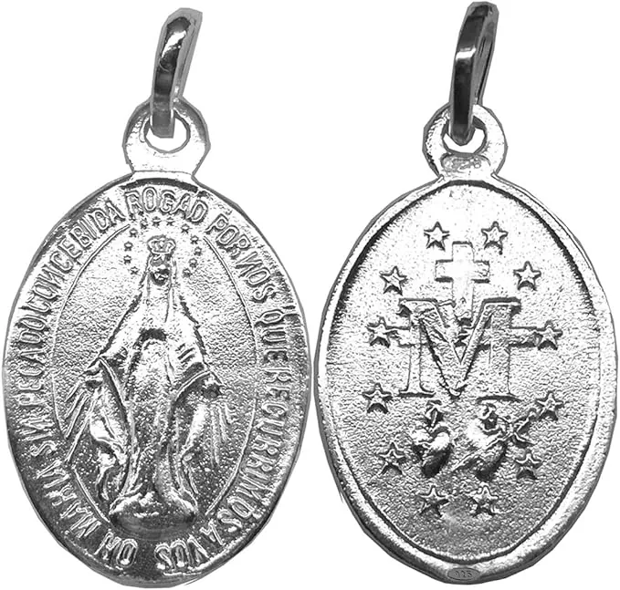Sebaoth Medalla Virgen Milagrosa Plata 925 | Colgante Religioso de 20 mm | Antialérgica y Cargada de Energía Espiritual | Joya de Fe y Protección | Ideal para Mujer, Hombre o Abuela
