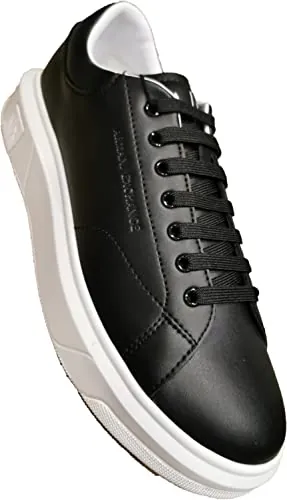 Armani Exchange Hombre con Logotipo Bordado en la Suela Zapatillas, Negro, 39.5 EU