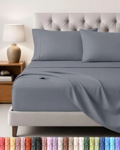 Utopia Bedding Juego de Sabanas 4 Piezas 150x200 - Poliéster Microfibra Cepillada - Oeko-Tex Certificado - Sábana Bajera, Sábana Plana y 2 Fundas de Almohada 50x75 (Cama 150, Gris)