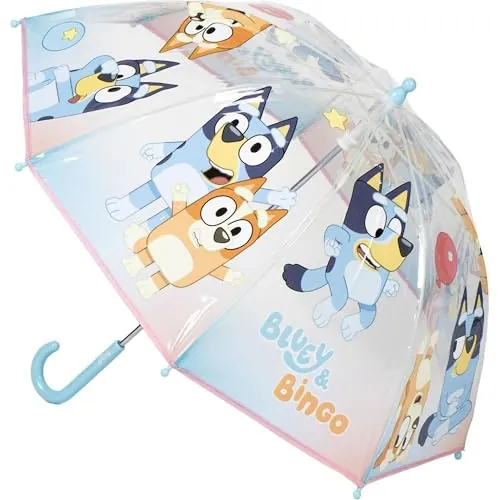 Paraguas Infantil Bluey para Niños y Niñas – Paraguas Ligero, Seguro y Resistente con Diseño Oficial de Bluey – Accesorio Colorido para el Colegio y Días de Lluvia
