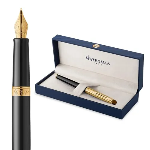 Waterman Hémisphère Pluma estilográfica | Colección Opera | Negro y dorado | Estuche de regalo