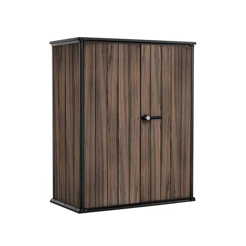 Keter Rosewood - Cobertizo vertical de jardín Exterior, 1400L, Color Marrón, Efecto madera, 170,4 x 140 x 73,6 cm