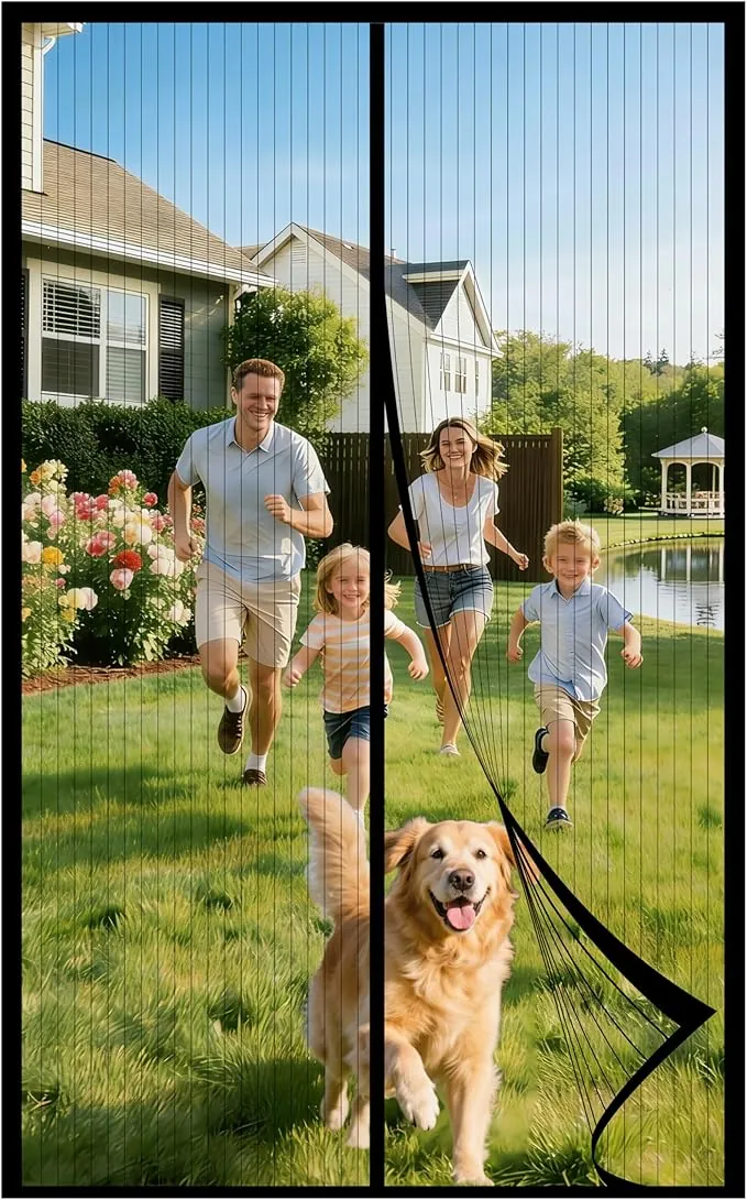 Mosquitera Puerta Magnetica 80x200CM, Cortinas Antimoscas Puerta Exterior con Iman, Cortina Contra Mosquitos con Imanes, Cortinas Antimosquitos para Puertas Exteriores, Fly Curtains for Door(Negro)