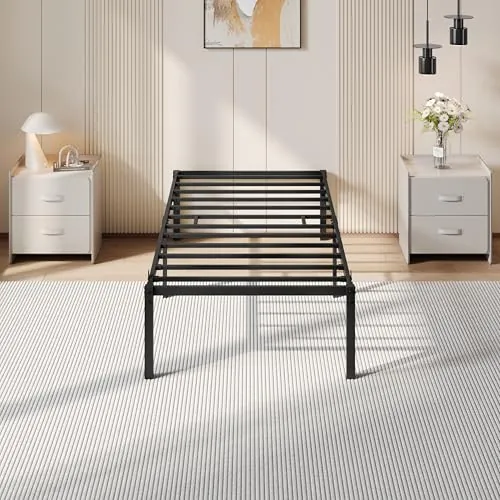 Yaheetech Somier 90x190 cm Altura 36 cm Cama Individual de Metal Negro