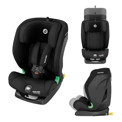 Maxi-Cosi Titan S Comfort i-Size, Tejido Transpirable, Silla de Coche Multiedad, 15 meses-12 años (76-150 cm), Silla Coche ISOFIX, 5 Posiciones Reclinado y 13 de Reposacabezas, Authentic Black
