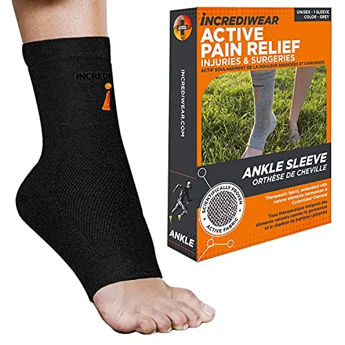 Incrediwear Tobillera para aliviar el dolor en las articulaciones, soporte de esguince de tobillo, artritis, alivio de inflamación y circulación, soporte de tobillo para mujeres y hombres (negro