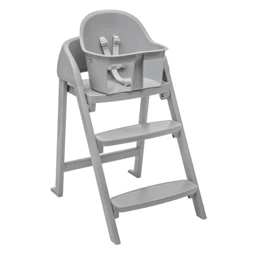 Chicco Crescendo Lite, Trona Evolutiva Bebé con 3 Configuraciones: Trona Bebés, Silla Elevadora para Niños y Taburete para adultos, De 6 meses hasta 110 kg, Cierre compacto Plegable, Gris