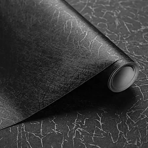 Abyssaly Vinilo Adhesivo Muebles Negro Mate, Papel Adhesivo para Muebles Seda, Vinilo para Muebles Impermeable Decorativo Encimera Cocina Armarios Mesa Baño 40cm x 300cm