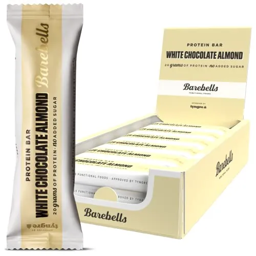 Barebells - Barritas Proteína - 20g Protein x Bar - Baja en azúcar - Baja en Calorías - Sin Aceite de Palma - White Chocolate Almond (12 Barritas x 55g)