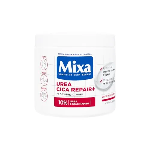 Mixa Urea Cica Repair+ Crema Corporal Reparadora para Pieles Secas, 400 ml