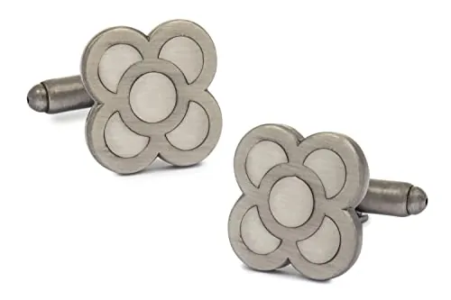 Gemelolandia | Gemelos de Camisa Flor de Barcelona Plateada 15mm Gemelos Originales Para Camisas | Para Hombres y Niños | Regalos Para Bodas, Comuniones, Bautizos y Otros Eventos