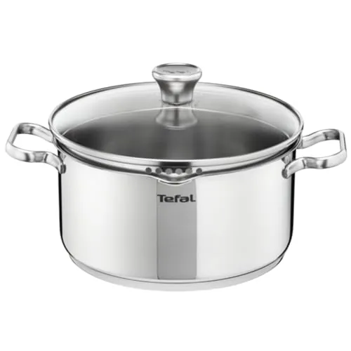 Tefal Duetto - Cacerola de 20 cm, Apto inducción, Thermo-Fusion, apto lavavajillas y horno, marcas de medición, acero inoxidable