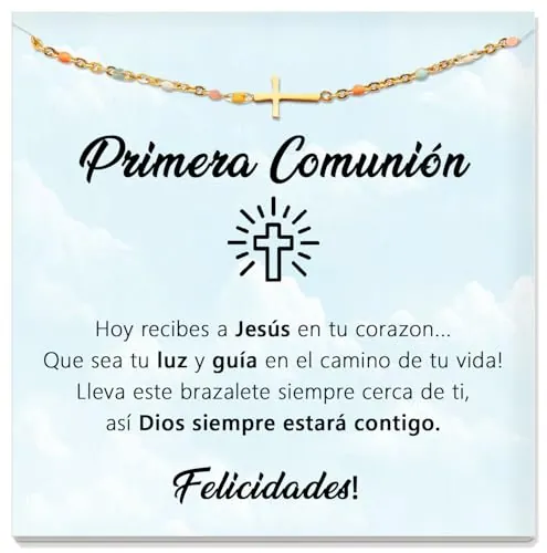 SOFIA FERRER Regalo Comunion Niña, Pulsera Niña Comunion, Regalos Comunión Originales, Pulsera Primera Comunión 8, 9, 10, 11, 12 años (Luz)