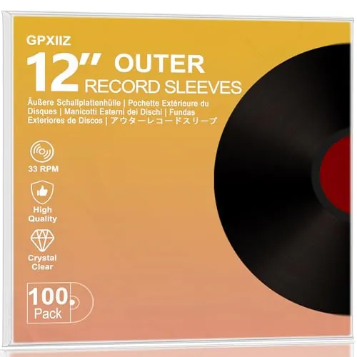 GPXIIZ 100x Fundas Vinilos LP Exterior 12 Pulgadas Transparente