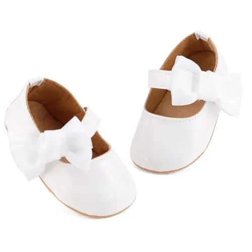 LACOFIA Zapatos Bautizo Bebé Niña Zapatillas Primeros Pasos Antideslizantes Calzado Vestir Bebé Niña Blanco 6-12 Meses