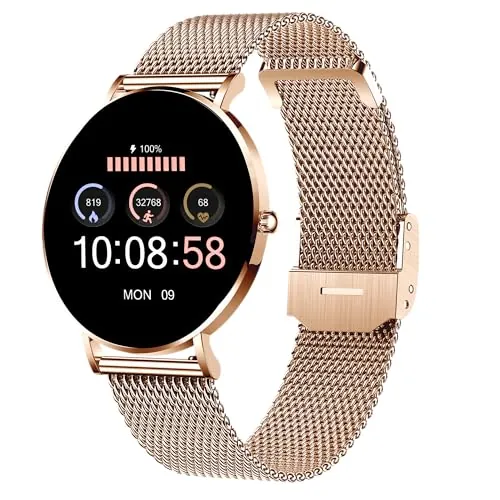 XCOAST Siona 2 - Reloj Inteligente Ultra Delgado para Mujer, Pantalla AMOLED de 1.3 Pulgadas, Colores Brillantes, Filgran, Pulso, presión Arterial, oxígeno en Sangre, Acero Inoxidable, batería de 7