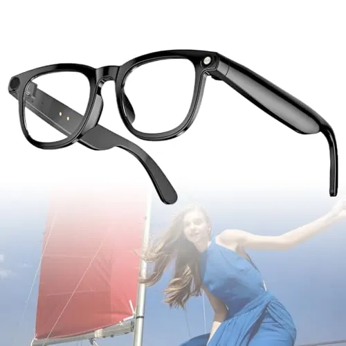 Gafas Inteligentes Con IA Y Cámara De 8MP, Compatibles Con Vídeo HD 1080P, Bluetooth Para Música Y Llamadas, WiFi, Asistente Voz Con IA, Traducción Y Reconocimiento De Objetos Para Viajes(White)