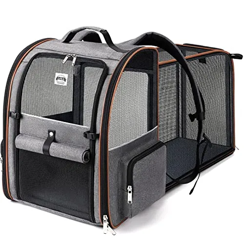 Lekespring Transportin Gato Extensible con 4,Entradas,Mochila Transpirable