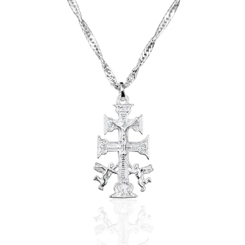 Sebaoth Cruz de Caravaca y Cadena - Diseño Exclusivo Plata 925 - Fabricado, Bendecido y Empaquetado en Caravaca de la Cruz - Ideal para Regalo Unisex - Belleza, Fe y Espiritualidad