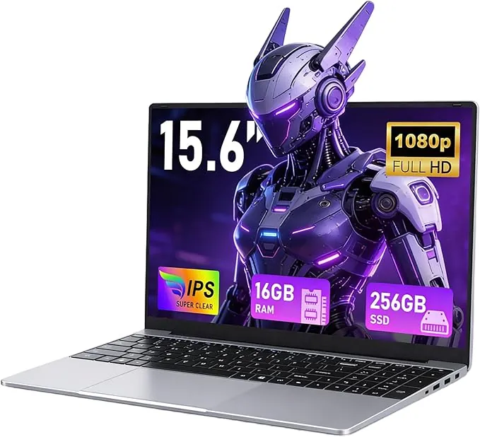 FUNYET Ordenador Portátil 15.6 Pulgadas 16GB RAM 256GB SSD TF 1TB Win 11 Pro Procesador M3-6Y30 Laptop, 1920x1080 FHD, WiFi 5, BT 4.2, USB 3.0x2, Mini HDMI - Plata