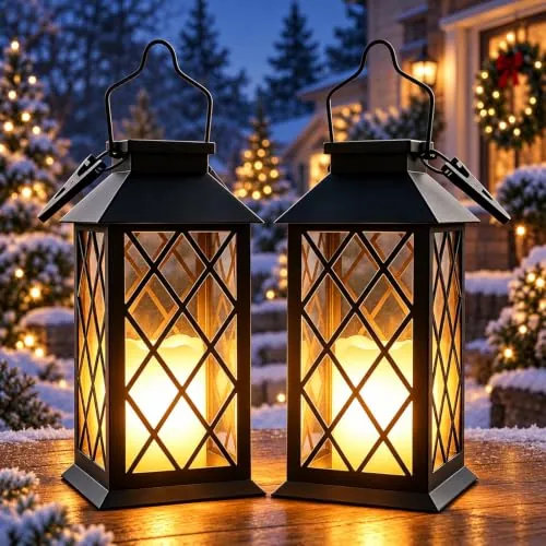 Yowin Farolillos Solares Exterior 2 Piezas 22cm Grande Lampara Jardin