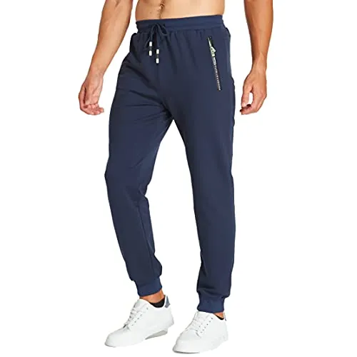 ZOXOZ Pantalones Deportivos Running para Pantalones Hombre Casual Algodón con Joggers Deporte Elástica con Bolsillos Azul XL