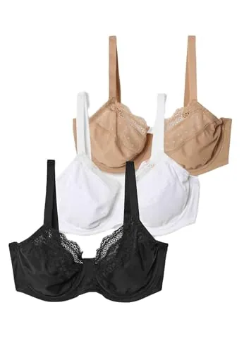 Marks & Spencer Pack de 3 Sujetadores reductores de Copa Completa con Aros para Copas C-H Mezcla De Negro UK 40 (EU 68)
