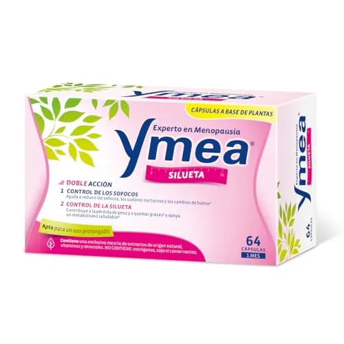 Ymea Menopausia Silueta, Doble Acción Sofocos y Peso, 64 Cápsulas (1 Mes) | Ingredientes Origen Natural, Menopausia, Control de Sofocos y Silueta, con Salvia, Maca y Té Verde, Sin Hormonas