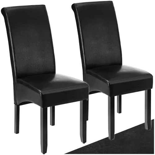 tectake® Silla de Comedor Ergonómica, Piel Sintética, Madera Maciza, 106 cm