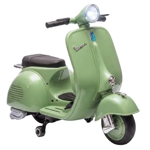 AIYAPLAY Moto Eléctrica para Niños Licencia Vespa 6V Arranque Suave Verde