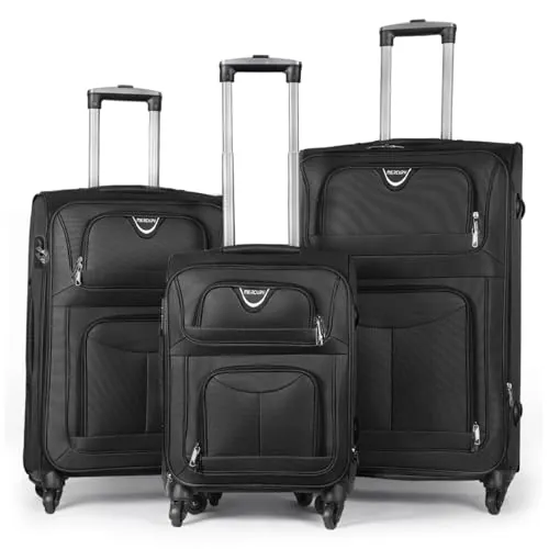 MERCURY TEXTIL - Juego de Maletas 3pcs de Tela (Negro)