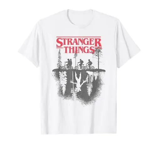 Stranger Things Silhouette Forest Logo Camiseta