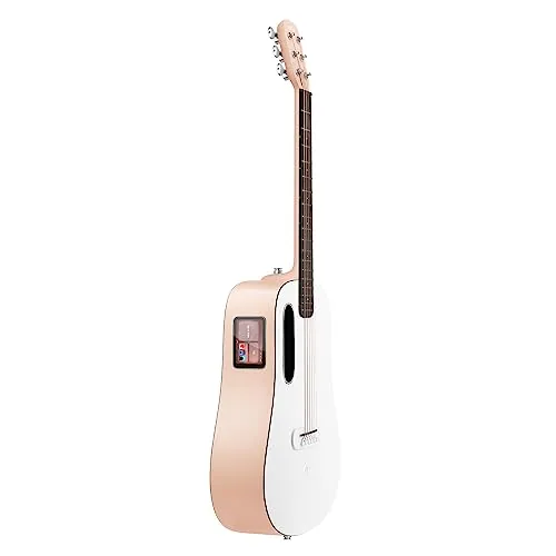 LAVA ME Play Guitarras acústicas eléctricas con bolsa ideal para conciertos, guitarra inteligente de fibra de carbono (36 pulgadas, melocotón claro y blanco escarchado)