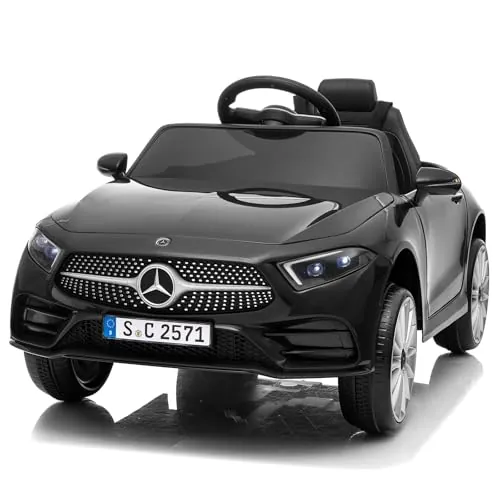 LALAHO Coche Electrico para niños,Mercedes para Niños 12V Negro