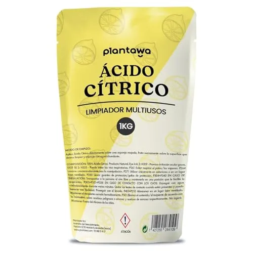 PLANTAWA Ácido Cítrico en Polvo 1 Kg | Acido Citrico para Cocina, Baño y Jardín | 100% Puro y Versátil. Limpiador Multiusos Respetuoso con el Medio Ambiente.