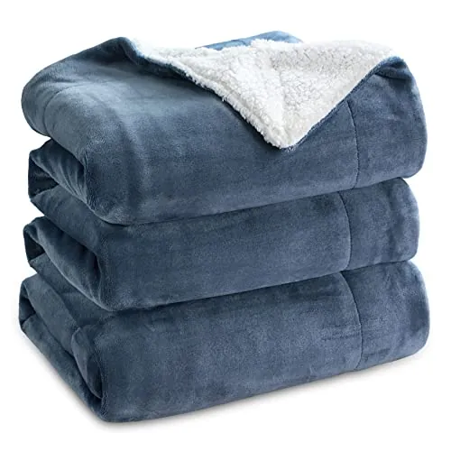 Bedsure Manta Sofá Polar Invierno - Sherpa, Azul Pizarra, 220x240 cm