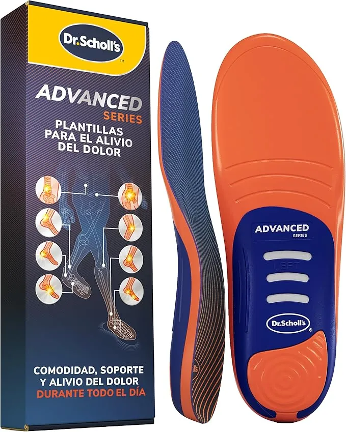 Dr. Scholl’s Advanced Pain Relief Plantillas Ortopédicas Hombres/Mujeres, resistentes para zapatos y botas, alivio fascitis plantar, soporte arco, pies planos, absorción impactos, soporta hasta 150kg