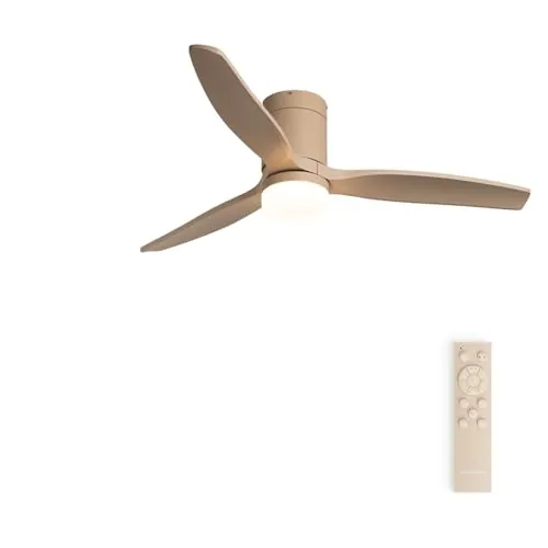 CREATE / WINDCALM M/Ventilador de techo ABS con luz arena con mando / 40W, Silencioso, Ø132 cm, 6 velocidades, 3 temperaturas de luz, temporizador, función verano-invierno