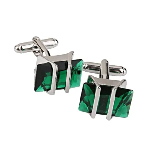 Holibanna Gemelos Camisa Hombre Verde Decorados Con Diamantes De Imitación Para Camisas Francesas Regalo Padrinos Boda Banquetes Cumpleaños Día Del Padre