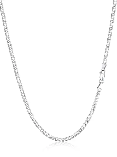 Silvora Cadena Cubana Fina Plata de Primera Ley 925 para Hombre 3mm Collar Básico Minimalista Eslabones Cubanos 51cm Joyería Hip Hop Rock de Moda