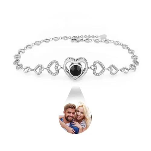 Easycosy Regalo Dia de la Madre, Pulsera Mujer Personalizada, Pulsera con Foto Dentro, Pulseras Personalizadas con Foto Proyeccion, Regalos Originales para Mamá, Mujer, Esposa, Pareja, Amigo, Novio