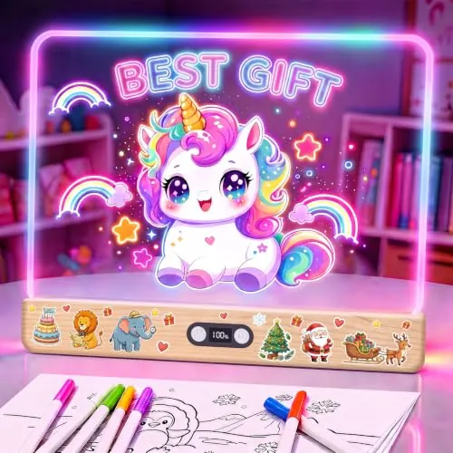 seenlast Pizarra Led Luminosa para Niños, Tablero de Dibujo Recargable