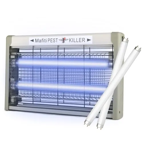 Mafiti Matainsectos 20W Luz UV Atrae Moscas, Uso Doméstico Comercial + 2 Bombillas UV Extra (Gris)