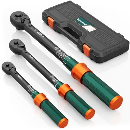 NADOKHI Llave Dinamométrica Set, 1/4", 3/8", 1/2", 3-25Nm/5-60Nm/20-220Nm | 3 Piezas Torque Wrench Set con Cabezal Reversible de 72 Dientes, Precisión ±3%, para Coche, Bicicleta, Moto, Camión