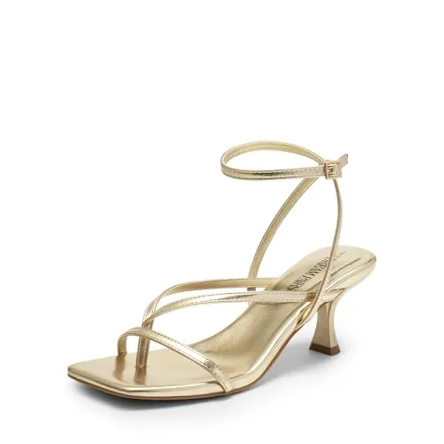 DREAM PAIRS Sandalias Tacón Gato Tiras,Oro-Pu,43